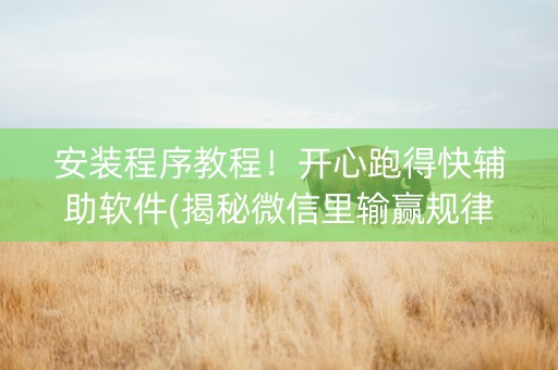 安装程序教程！开心跑得快辅助软件(揭秘微信里输赢规律)