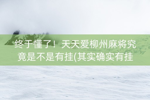 终于懂了！天天爱柳州麻将究竟是不是有挂(其实确实有挂)