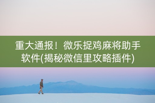 重大通报！微乐捉鸡麻将助手软件(揭秘微信里攻略插件)
