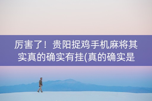 厉害了！贵阳捉鸡手机麻将其实真的确实有挂(真的确实是有挂)