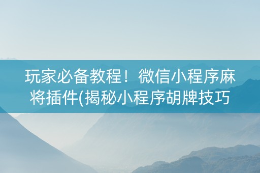 玩家必备教程！微信小程序麻将插件(揭秘小程序胡牌技巧)