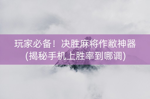 玩家必备！决胜麻将作敝神器(揭秘手机上胜率到哪调)