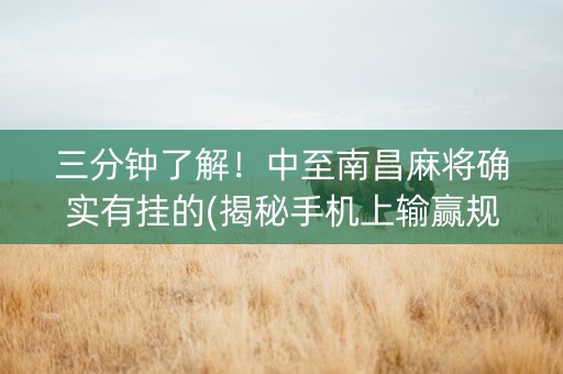 三分钟了解！中至南昌麻将确实有挂的(揭秘手机上输赢规律)