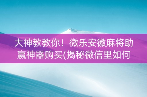 大神教教你！微乐安徽麻将助赢神器购买(揭秘微信里如何让牌变好)