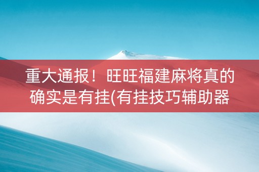 重大通报！旺旺福建麻将真的确实是有挂(有挂技巧辅助器)
