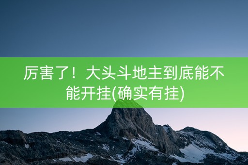 厉害了！大头斗地主到底能不能开挂(确实有挂)