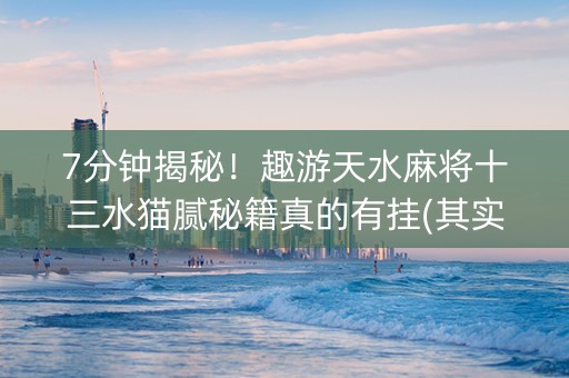 7分钟揭秘！趣游天水麻将十三水猫腻秘籍真的有挂(其实是有挂的)