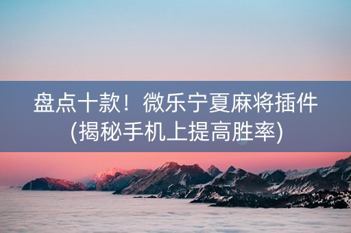 盘点十款！微乐宁夏麻将插件(揭秘手机上提高胜率)
