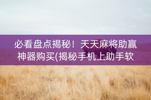 必看盘点揭秘！天天麻将助赢神器购买(揭秘手机上助手软件)