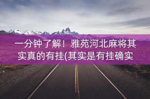 一分钟了解！雅苑河北麻将其实真的有挂(其实是有挂确实有挂)