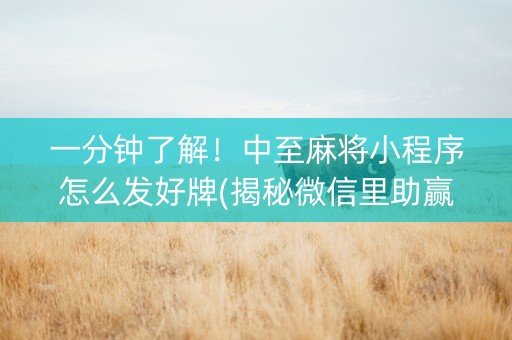 一分钟了解！中至麻将小程序怎么发好牌(揭秘微信里助赢神器)