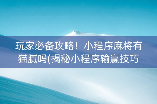 玩家必备攻略！小程序麻将有猫腻吗(揭秘小程序输赢技巧)