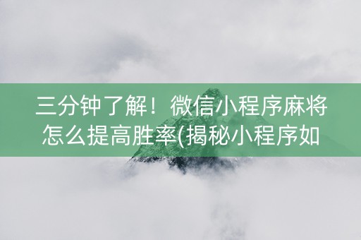 三分钟了解！微信小程序麻将怎么提高胜率(揭秘小程序如何让牌变好)