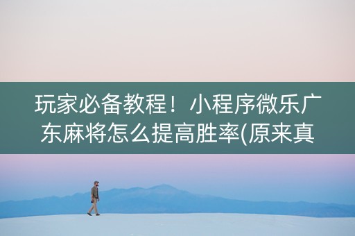 玩家必备教程！小程序微乐广东麻将怎么提高胜率(原来真的有挂)