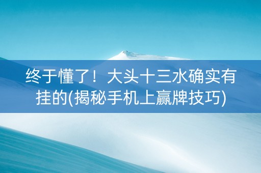 终于懂了！大头十三水确实有挂的(揭秘手机上赢牌技巧)