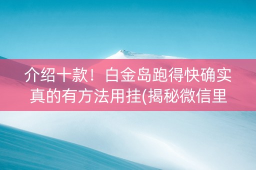 介绍十款！白金岛跑得快确实真的有方法用挂(揭秘微信里必备神器)