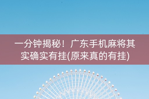 一分钟揭秘！广东手机麻将其实确实有挂(原来真的有挂)