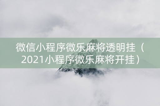 微信小程序微乐麻将透明挂（2021小程序微乐麻将开挂）