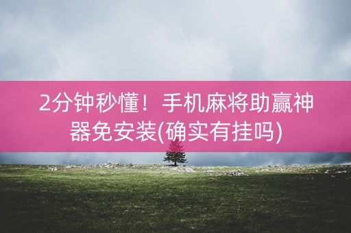 2分钟秒懂！手机麻将助赢神器免安装(确实有挂吗)