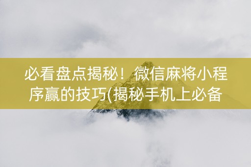 必看盘点揭秘！微信麻将小程序赢的技巧(揭秘手机上必备神器)