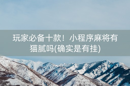 玩家必备十款！小程序麻将有猫腻吗(确实是有挂)