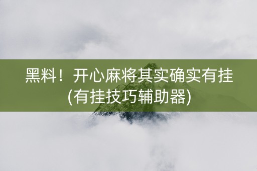 黑料！开心麻将其实确实有挂(有挂技巧辅助器)