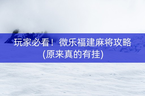 玩家必看！微乐福建麻将攻略(原来真的有挂)