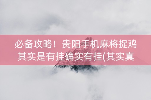 必备攻略！贵阳手机麻将捉鸡其实是有挂确实有挂(其实真的有挂)