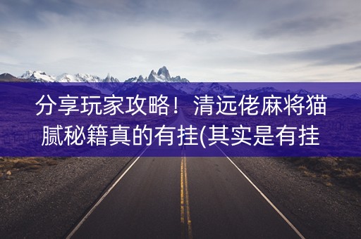 分享玩家攻略！清远佬麻将猫腻秘籍真的有挂(其实是有挂的)