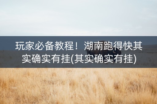玩家必备教程！湖南跑得快其实确实有挂(其实确实有挂)