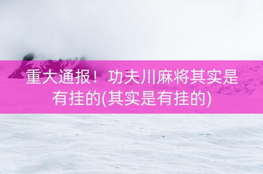 重大通报！功夫川麻将其实是有挂的(其实是有挂的)