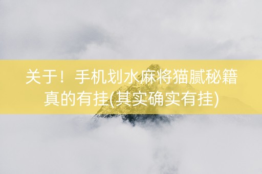 关于！手机划水麻将猫腻秘籍真的有挂(其实确实有挂)