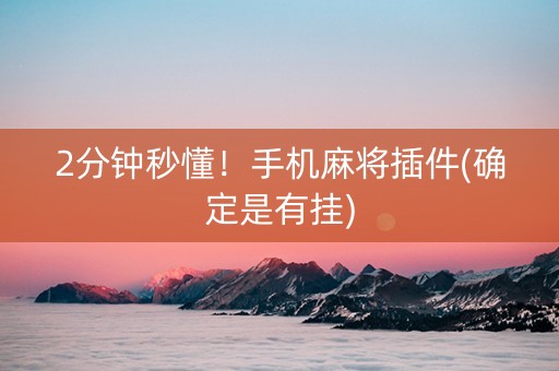2分钟秒懂！手机麻将插件(确定是有挂)