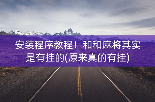 安装程序教程！和和麻将其实是有挂的(原来真的有挂)