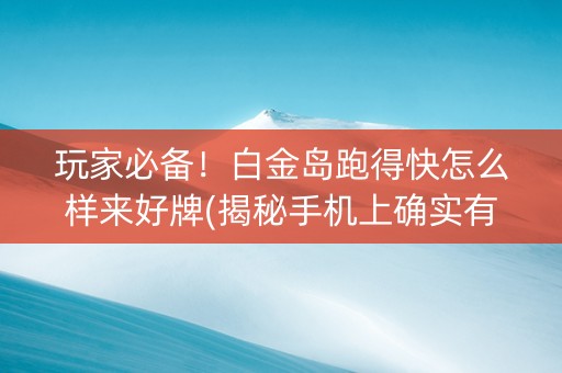 玩家必备！白金岛跑得快怎么样来好牌(揭秘手机上确实有猫腻)