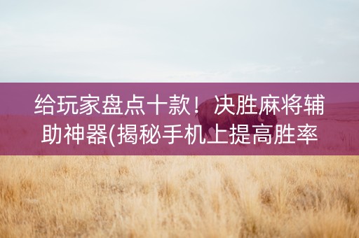 给玩家盘点十款！决胜麻将辅助神器(揭秘手机上提高胜率)