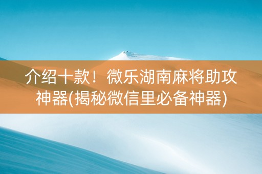 介绍十款！微乐湖南麻将助攻神器(揭秘微信里必备神器)