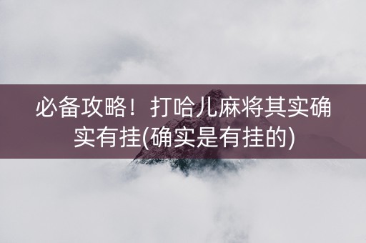 必备攻略！打哈儿麻将其实确实有挂(确实是有挂的)