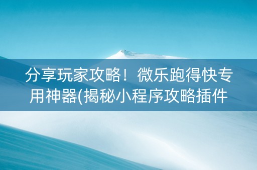分享玩家攻略！微乐跑得快专用神器(揭秘小程序攻略插件)