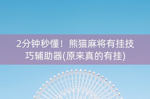 2分钟秒懂！熊猫麻将有挂技巧辅助器(原来真的有挂)