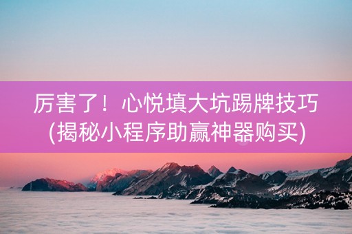 厉害了！心悦填大坑踢牌技巧(揭秘小程序助赢神器购买)