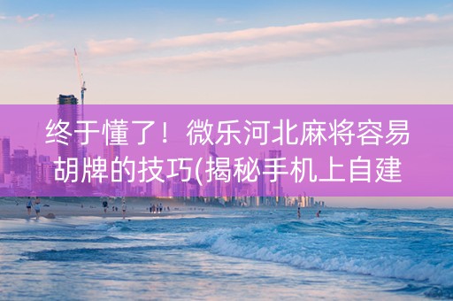 终于懂了！微乐河北麻将容易胡牌的技巧(揭秘手机上自建房怎么赢)