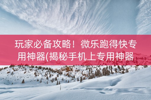 玩家必备攻略！微乐跑得快专用神器(揭秘手机上专用神器下载)