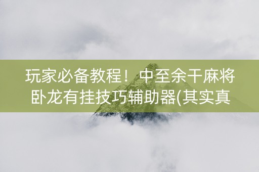 玩家必备教程！中至余干麻将卧龙有挂技巧辅助器(其实真的有挂)