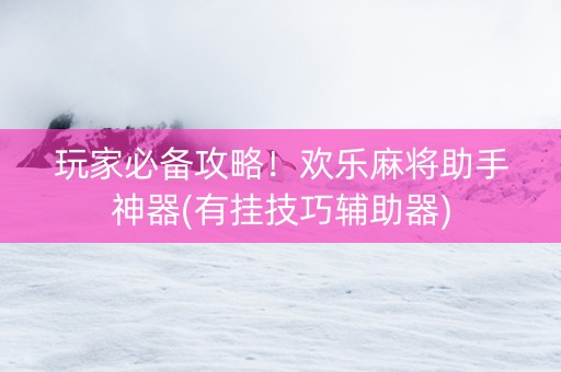 玩家必备攻略！欢乐麻将助手神器(有挂技巧辅助器)
