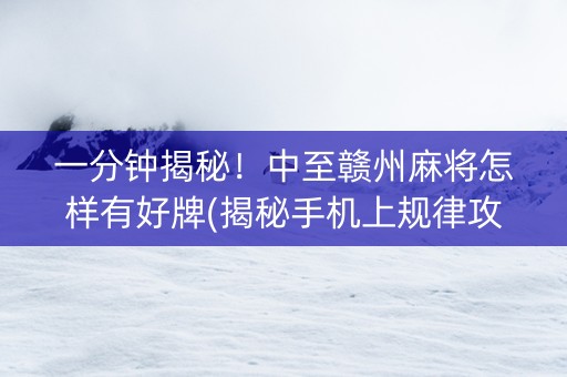 一分钟揭秘！中至赣州麻将怎样有好牌(揭秘手机上规律攻略)