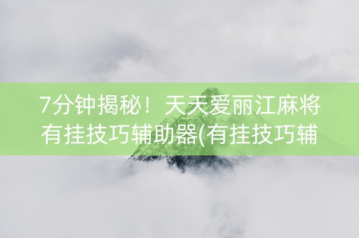 7分钟揭秘！天天爱丽江麻将有挂技巧辅助器(有挂技巧辅助器)