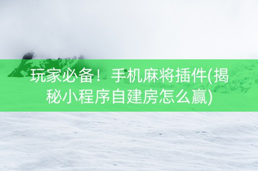 玩家必备！手机麻将插件(揭秘小程序自建房怎么赢)