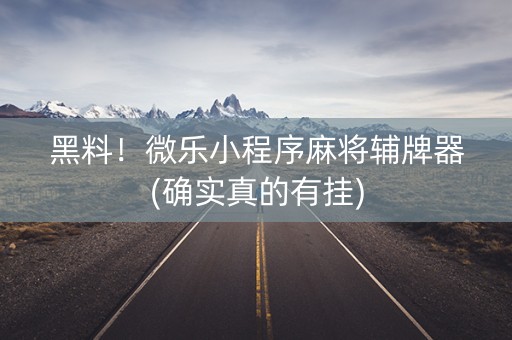 黑料！微乐小程序麻将辅牌器(确实真的有挂)