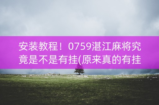 安装教程！0759湛江麻将究竟是不是有挂(原来真的有挂)